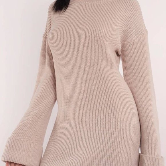 TOBI ALLISON CUFFED SLEEVE SWEATER DRESS IN ROSE - Picture 4 of 7